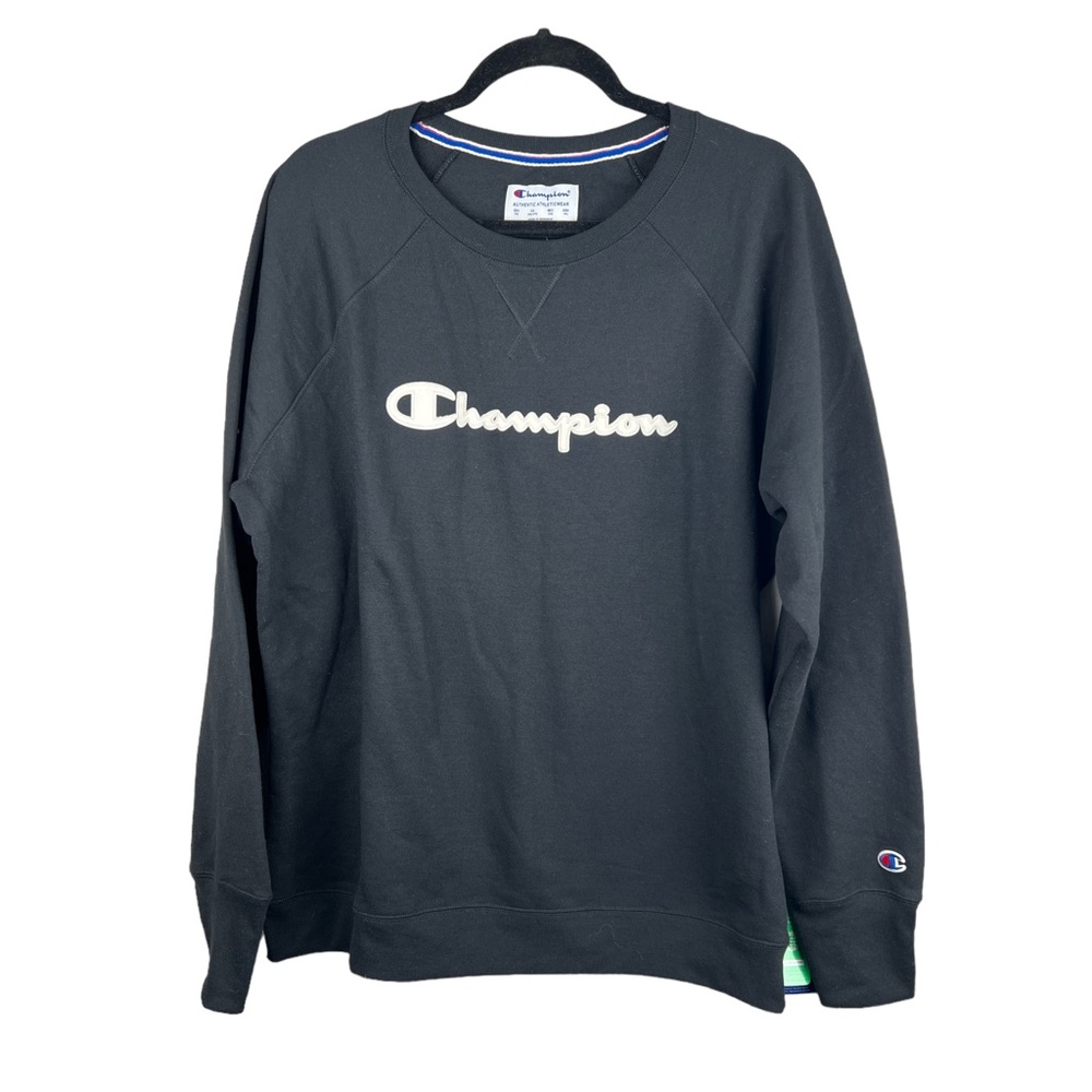 Champion Women’s Powerblend Graphic‎ Crew Pullover Sweatshirt Black Size 2XL NWT